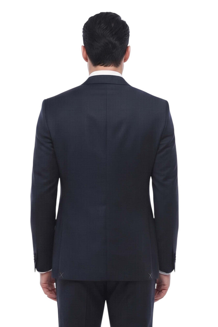 Navy Blue Notched Lapel Blazer 2