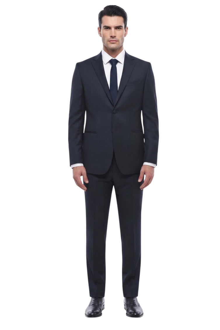 Navy Blue Notched Lapel Blazer 3