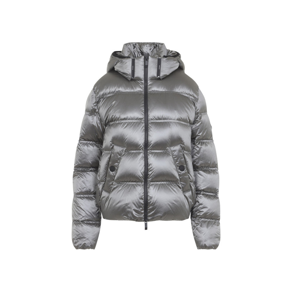 Grey Quilted Hood Jacket 1