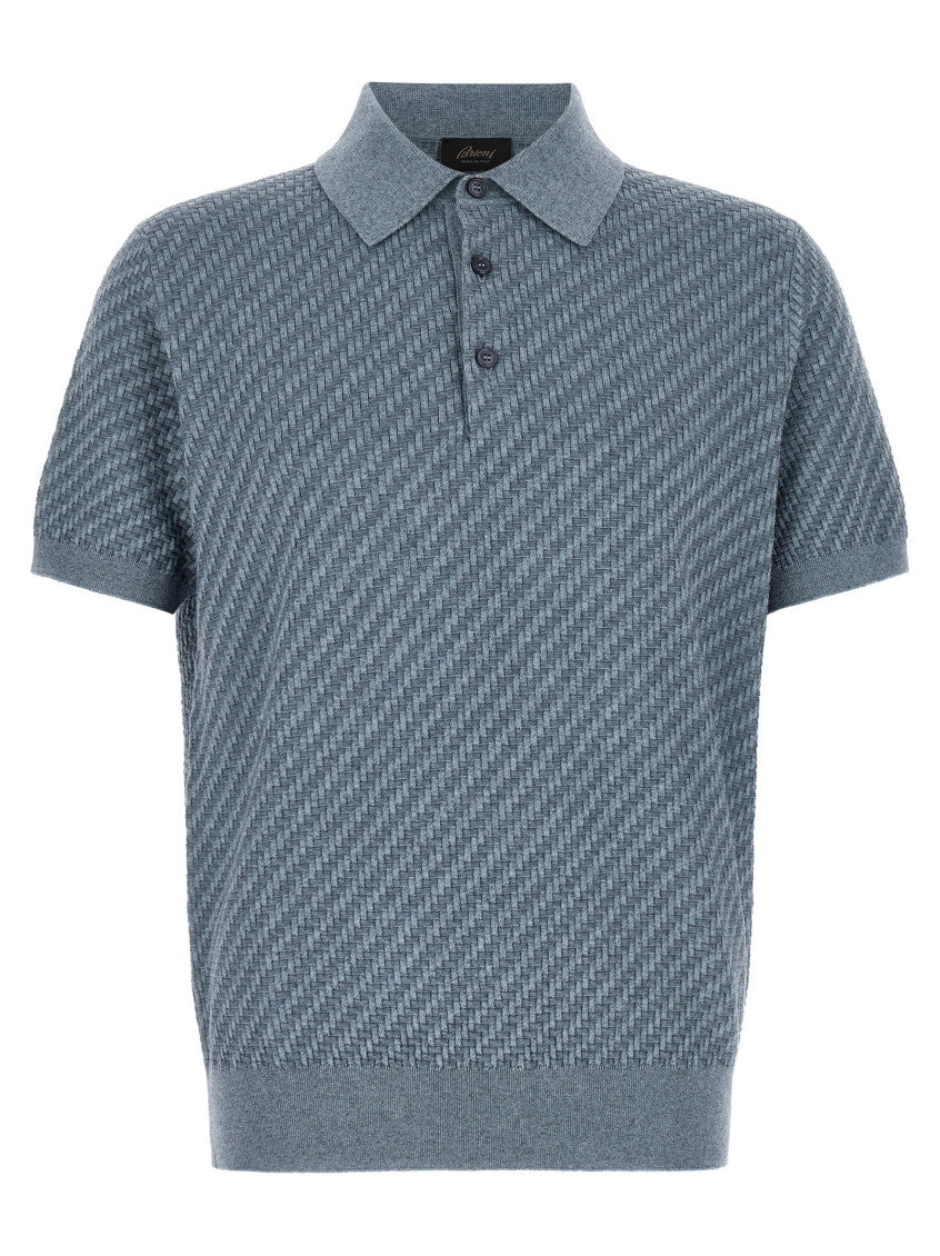 Blue Textured Shirt Collar Polo 1