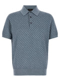 Blue Textured Shirt Collar Polo 1