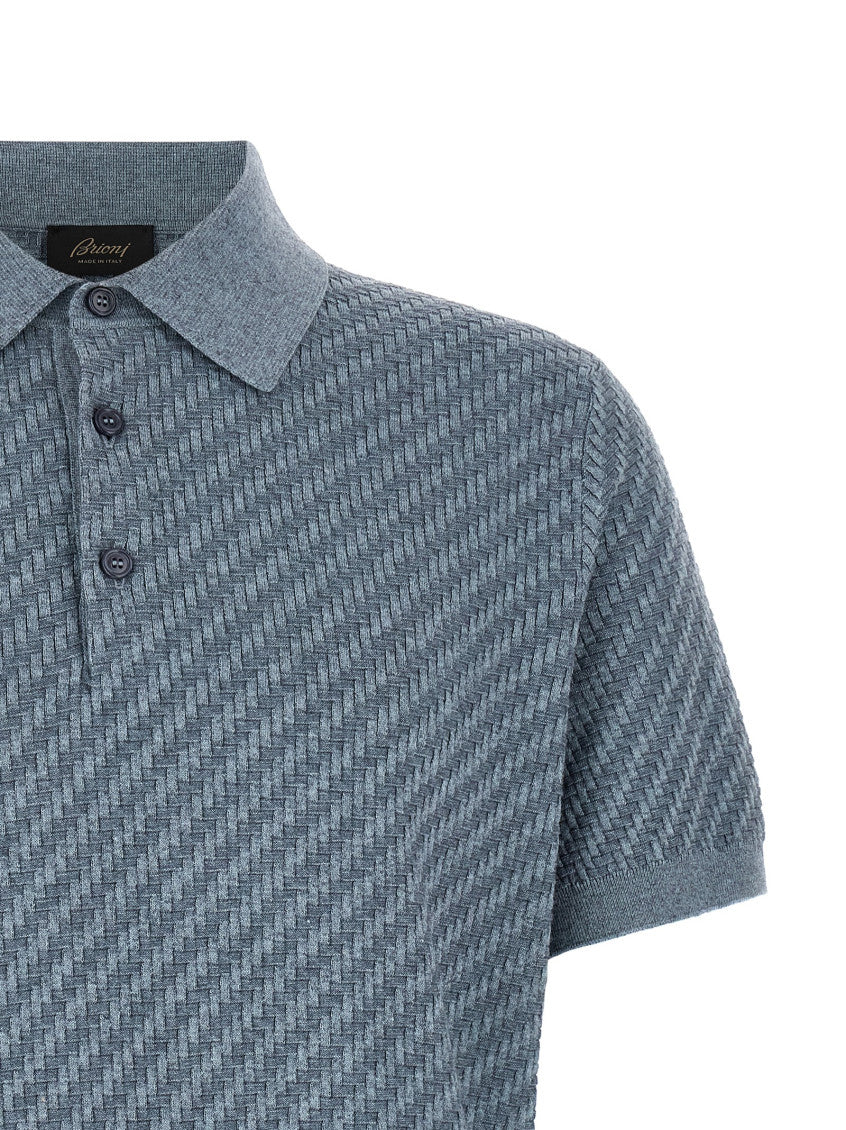 Blue Textured Shirt Collar Polo 3