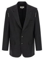 Black Notched Lapel Blazer 1