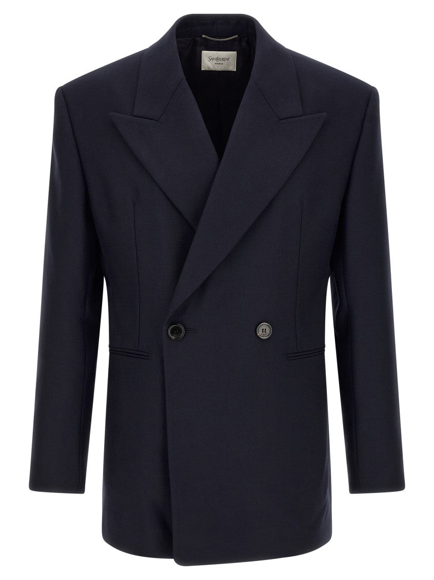 Navy Blue Peaked Lapel Blazer 1