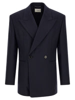 Navy Blue Peaked Lapel Blazer 1