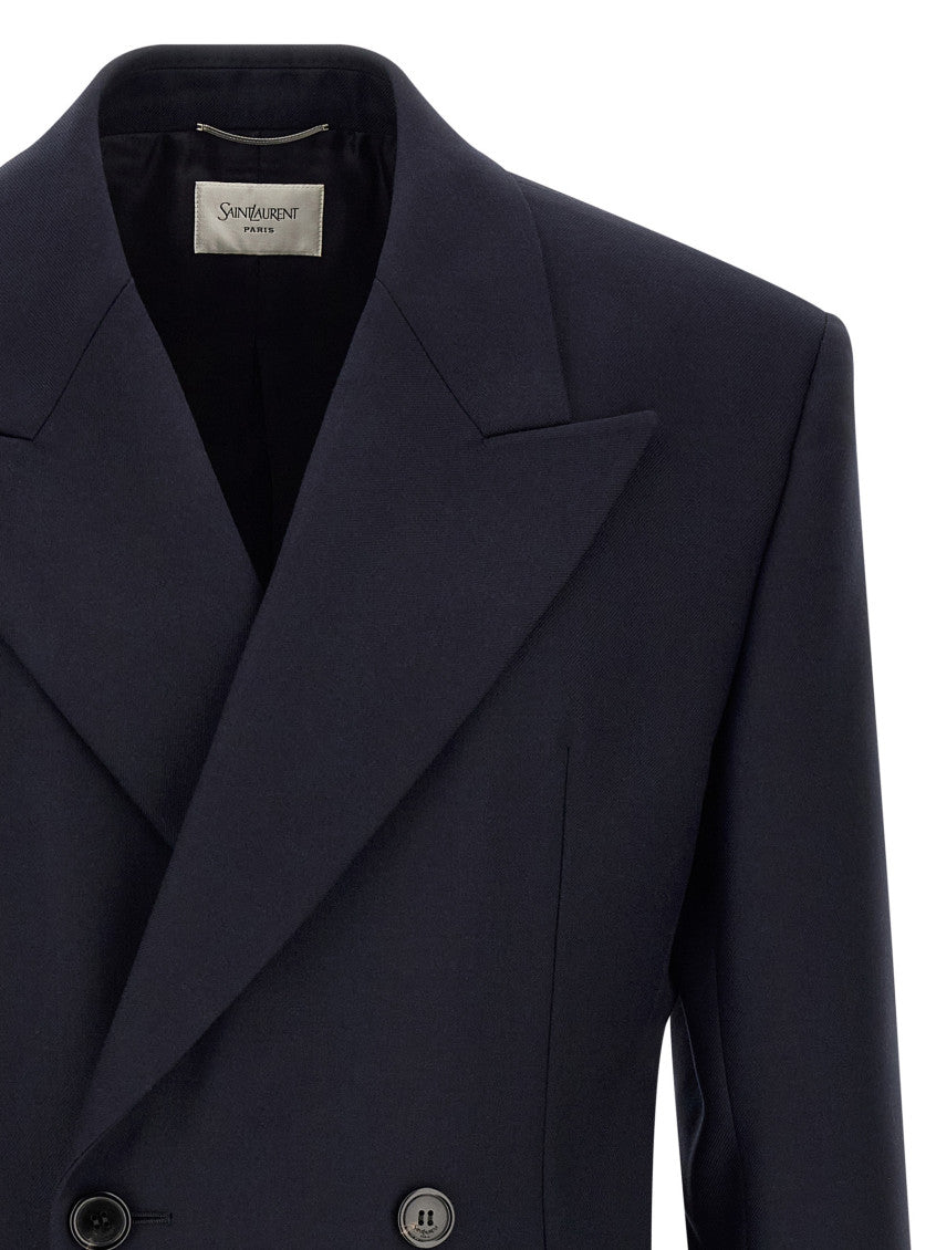 Navy Blue Peaked Lapel Blazer 3