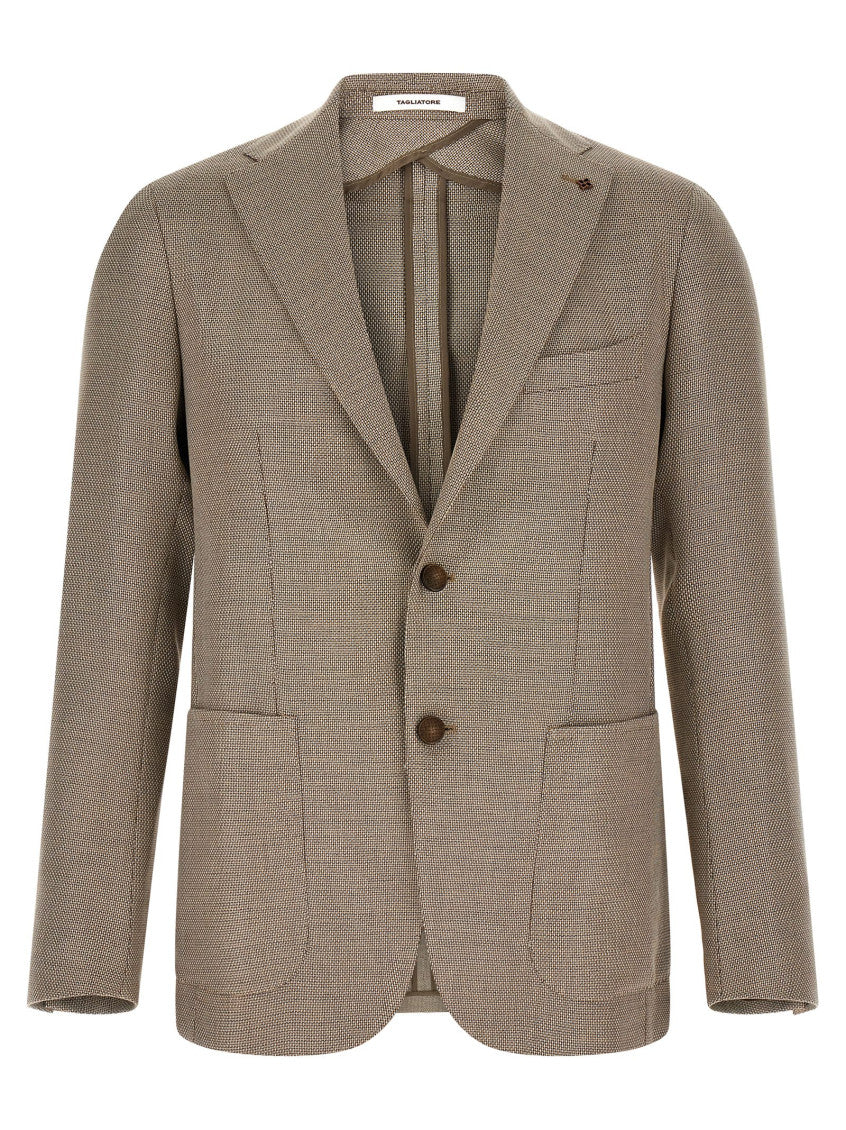Brown Notched Lapel Blazer 1