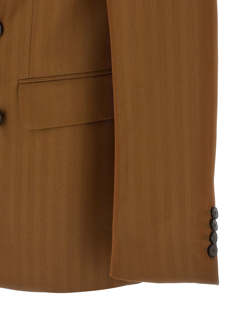 Brown Peaked Lapel Blazer 4