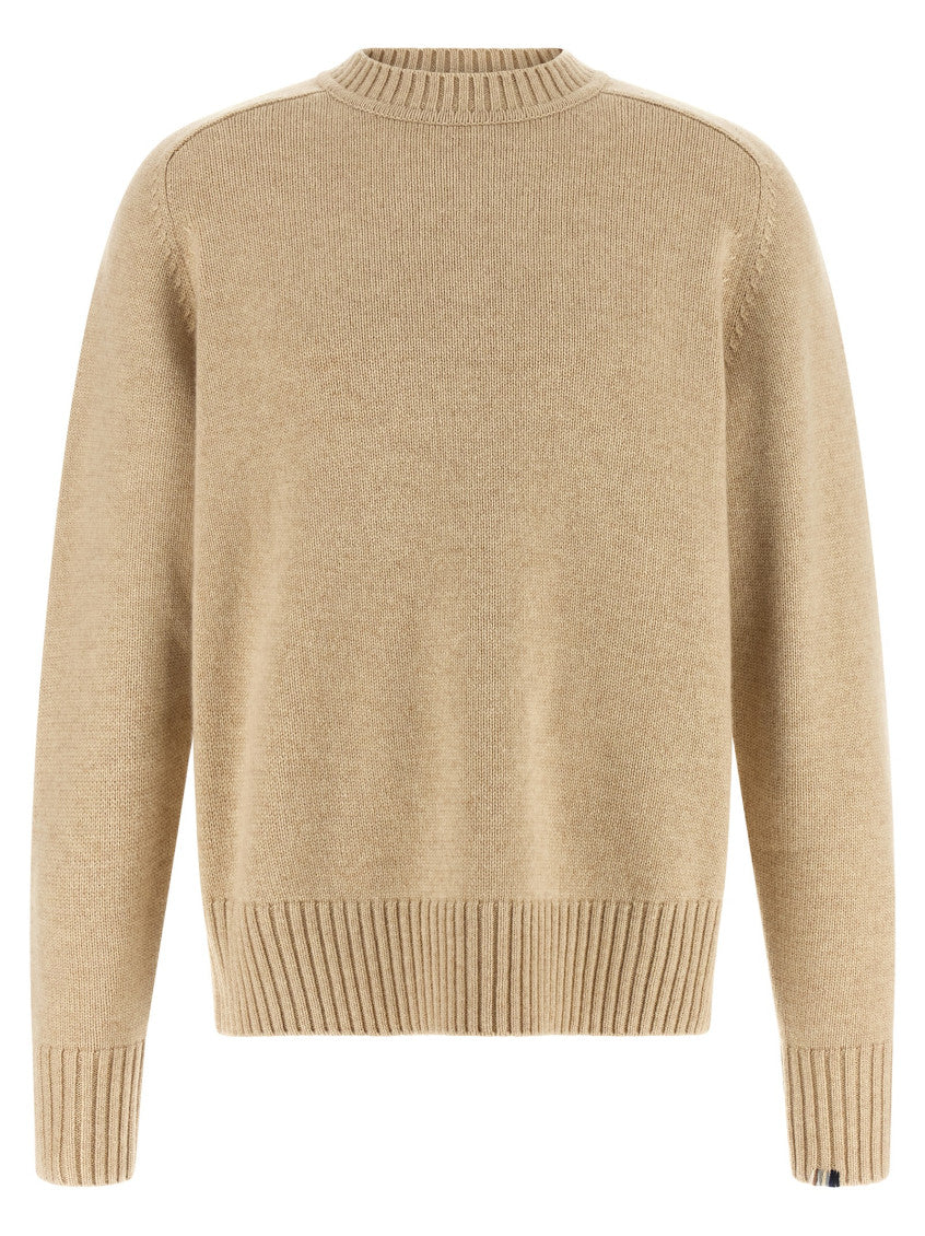 Beige Knitted Crew Neck Sweater 1