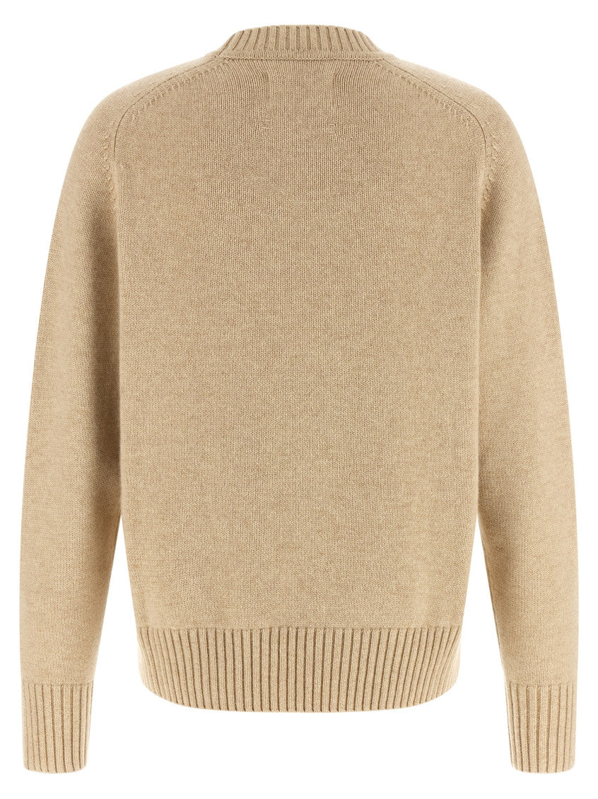Beige Knitted Crew Neck Sweater 2