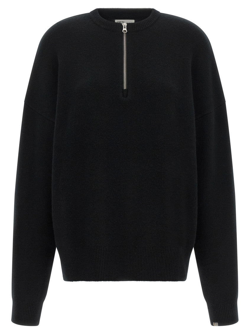 Black Half Zip Relaxed Sweater 1