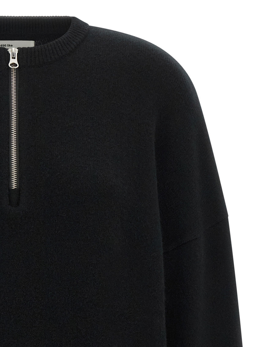 Black Half Zip Relaxed Sweater 3