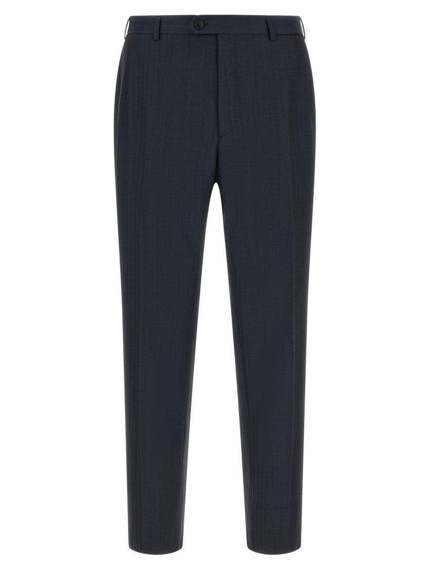 Navy Blue Notched Lapel Suit 3