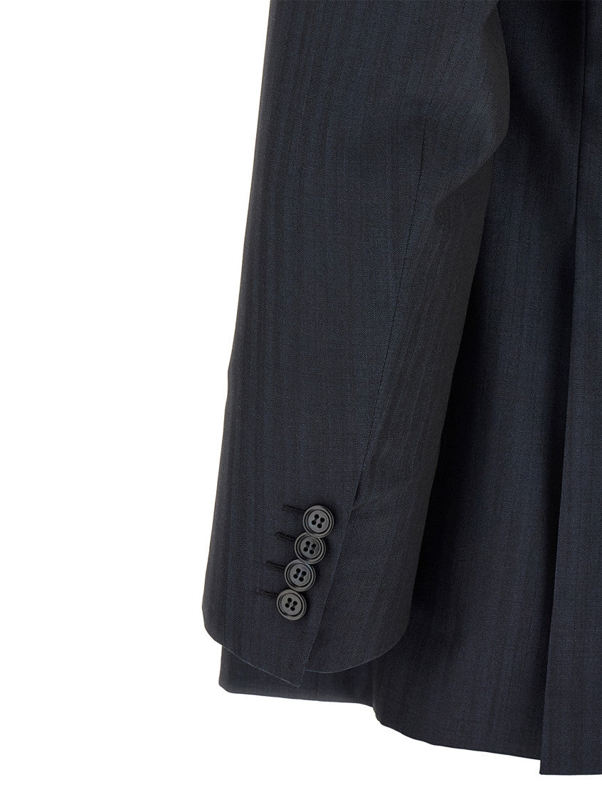 Navy Blue Notched Lapel Suit 4