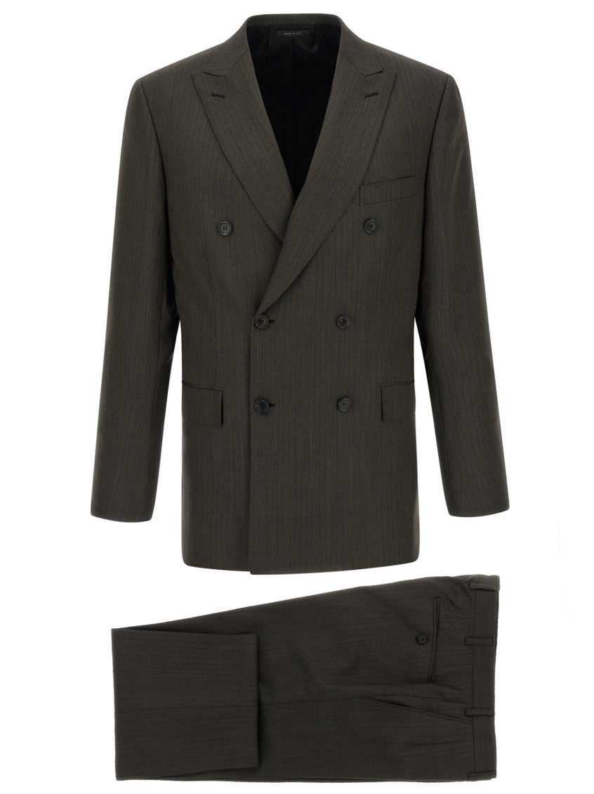 Olive Brown Peaked Lapel Suit 1