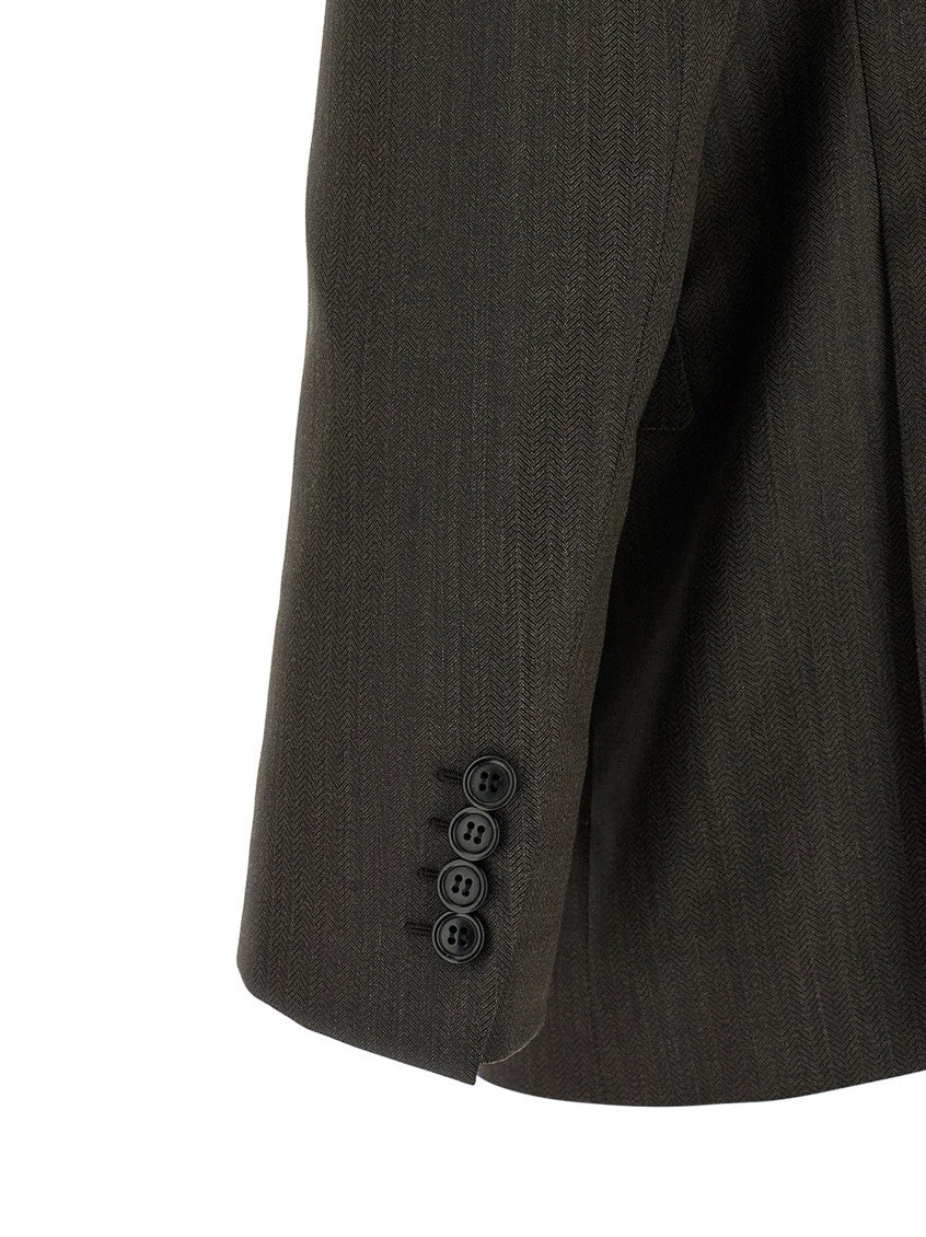 Olive Brown Peaked Lapel Suit 4