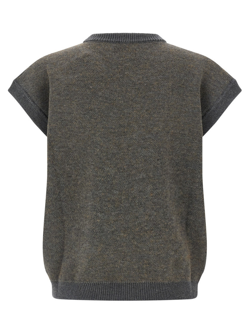 Grey V Neck Relaxed Sweater 2