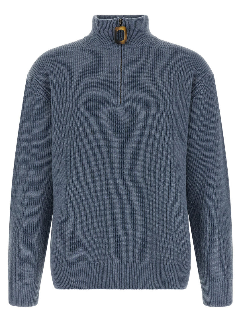 Blue Half Zip Knitted Sweater 1