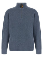 Blue Half Zip Knitted Sweater 1