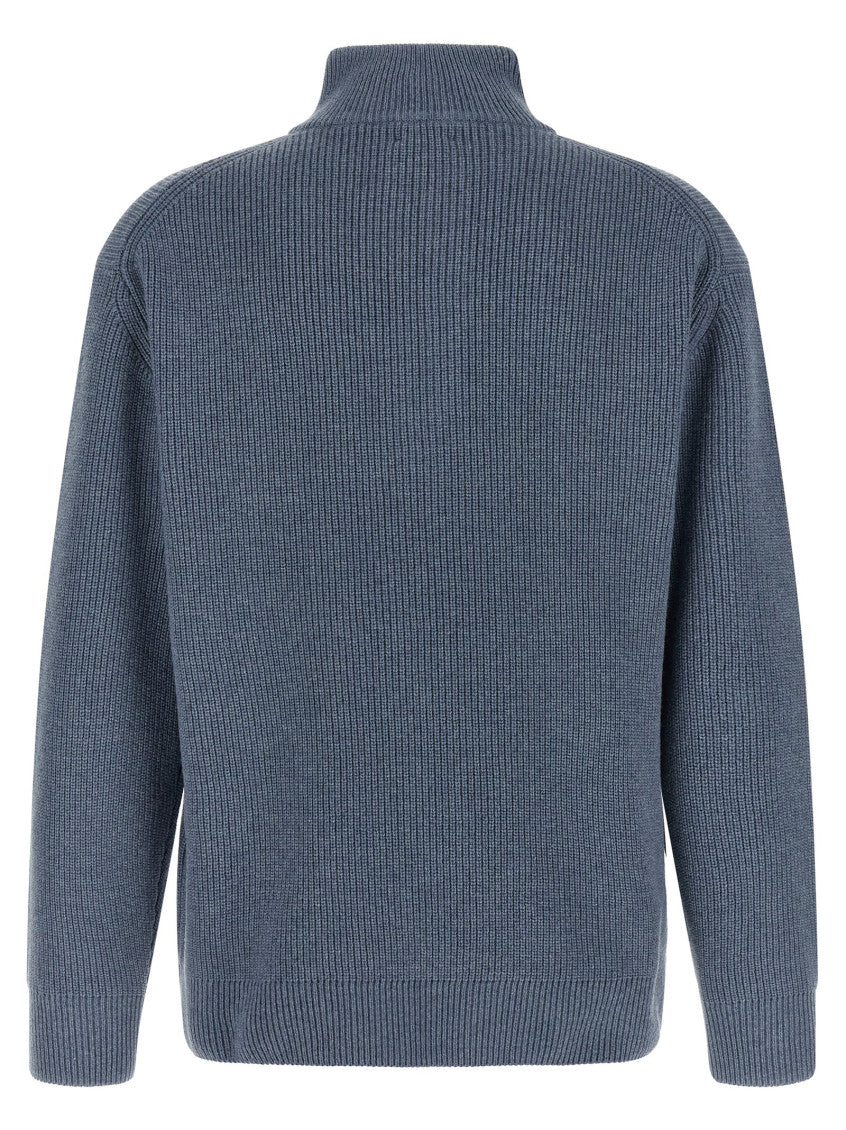 Blue Half Zip Knitted Sweater 2