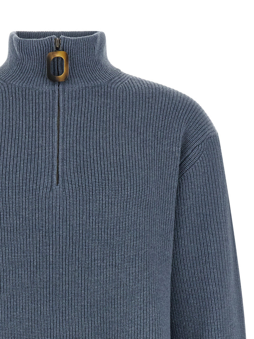 Blue Half Zip Knitted Sweater 3