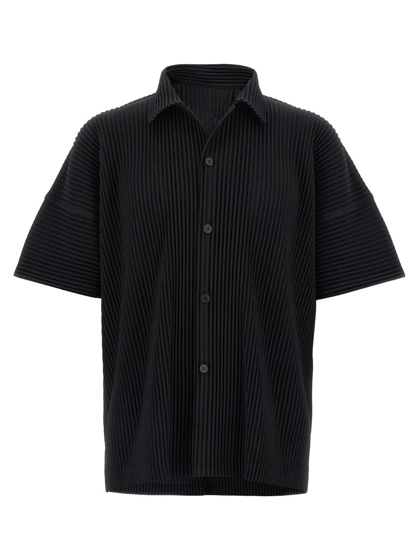 Black Relaxed Pleated Shirt 1