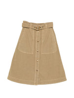 Beige Solid Midi Skirt 1
