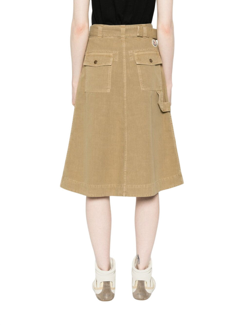Beige Solid Midi Skirt 3