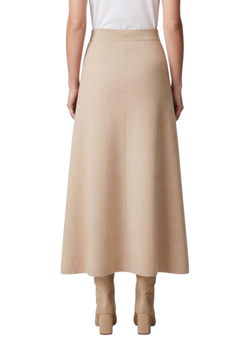 Beige Solid Midi Skirt 2