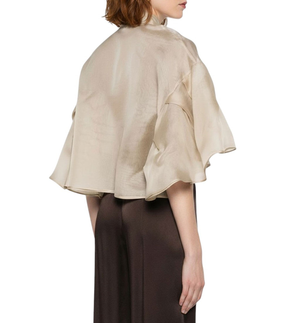 Beige Solid Mandarin Collar Sweater 3