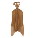 Brown Pleated Halter Neck Top 1