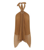 Brown Pleated Halter Neck Top 1