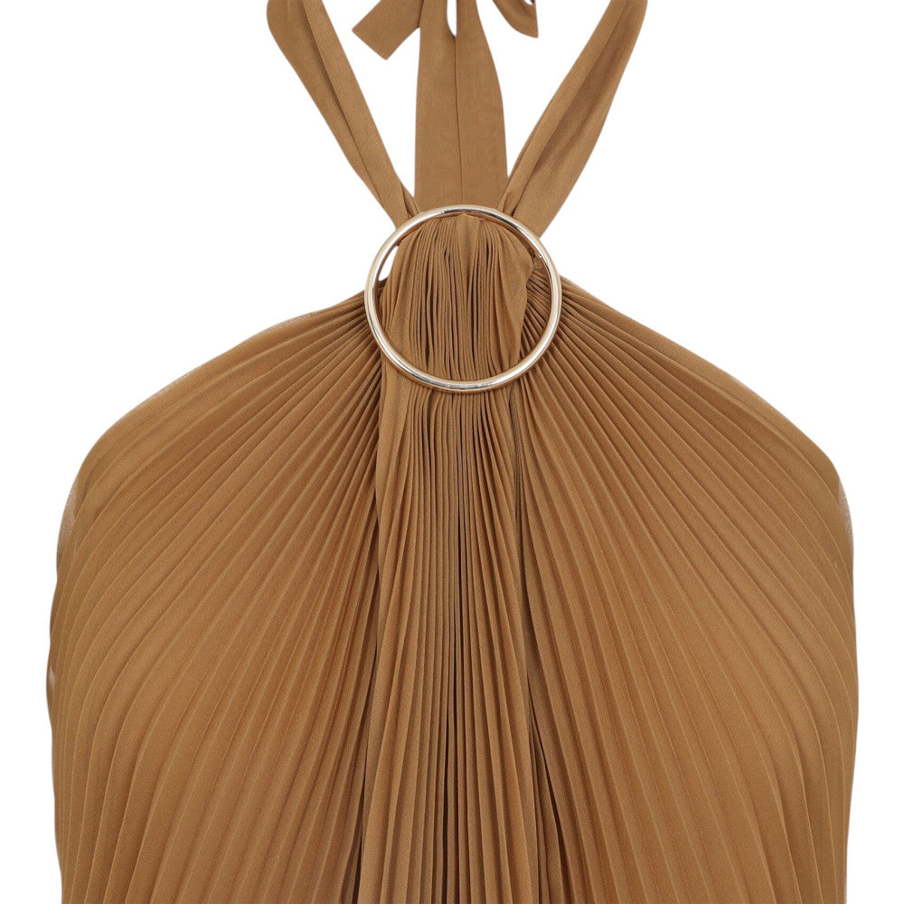 Brown Pleated Halter Neck Top 5