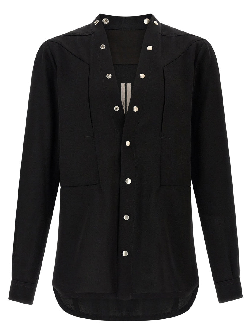 Black V Neck Solid Shirt 1