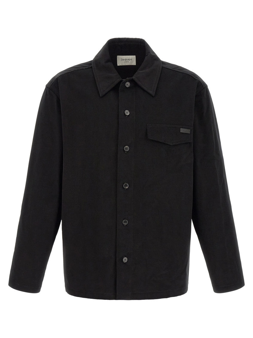 Black Relaxed Solid Overshirt 1