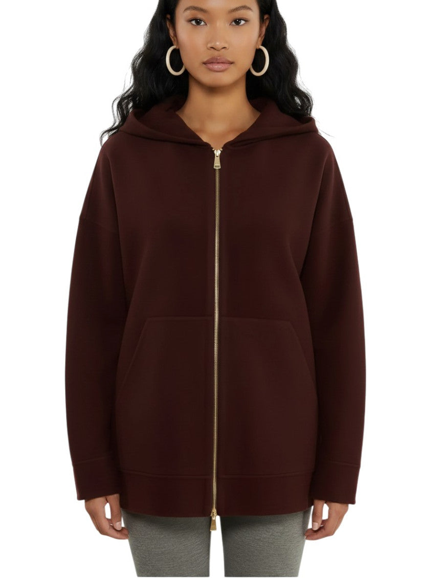 Maroon Solid Hood Sweatshirt 2