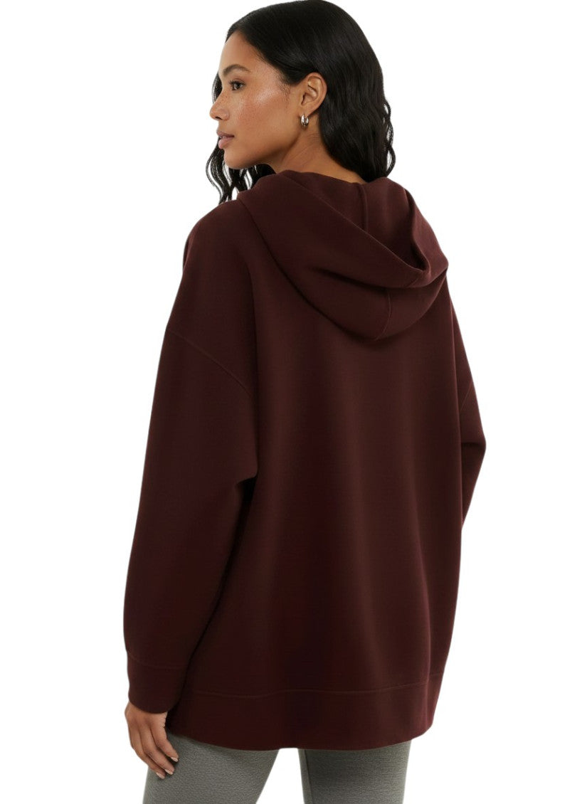 Maroon Solid Hood Sweatshirt 3