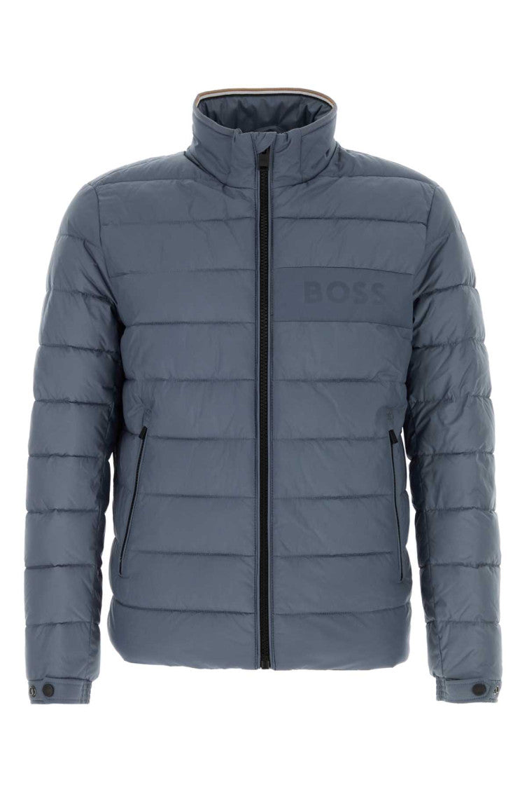 Blue Quilted Mock Collar Jacket 1