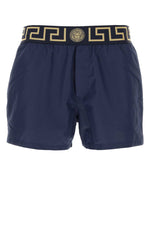 Blue polyester swimming shorts 1