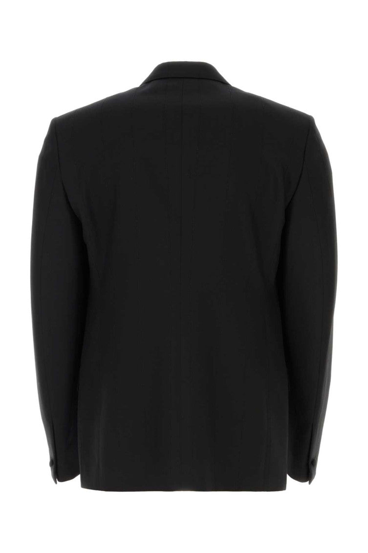 Black stretch wool blend blazer 2
