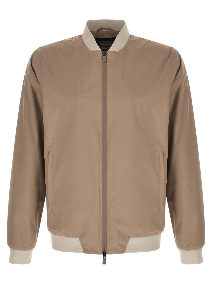 Beige Zip-Up Bomber Jacket 1