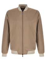 Beige Zip-Up Bomber Jacket 1