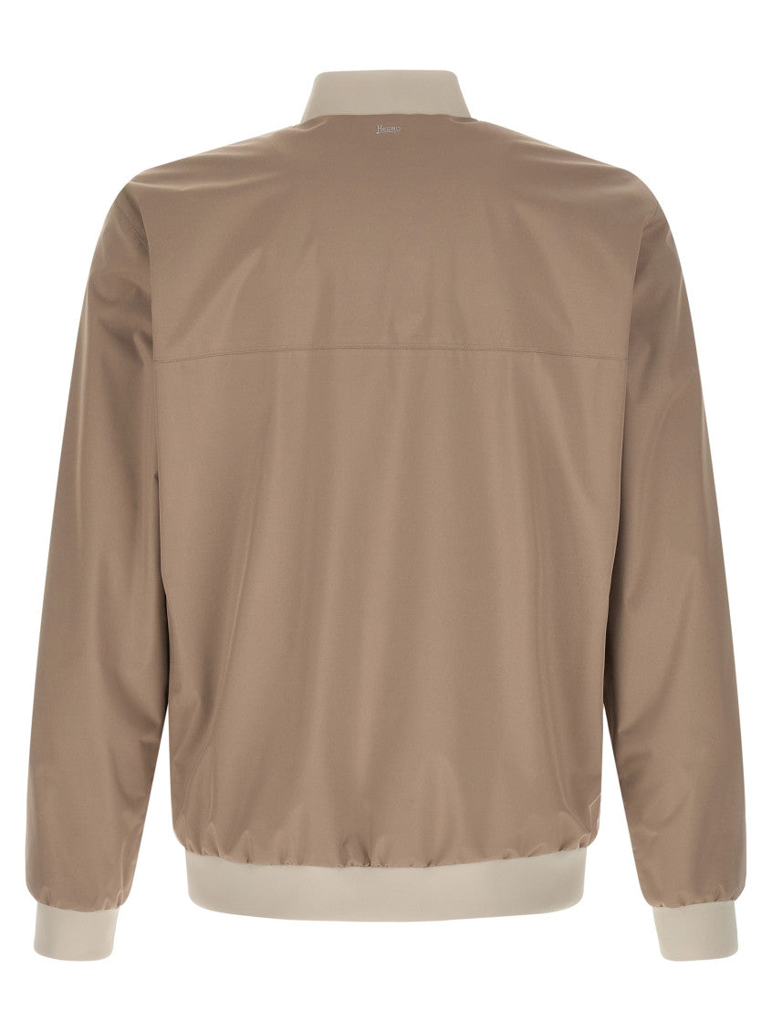 Beige Zip-Up Bomber Jacket 2