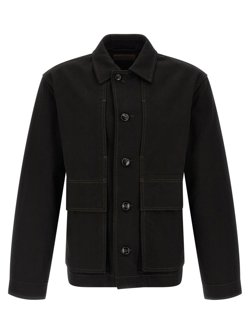 Black Solid Shirt Jacket 1