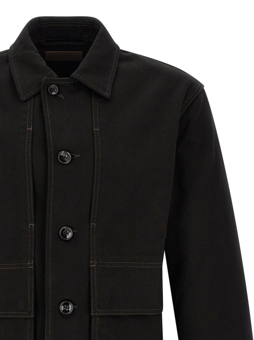 Black Solid Shirt Jacket 3