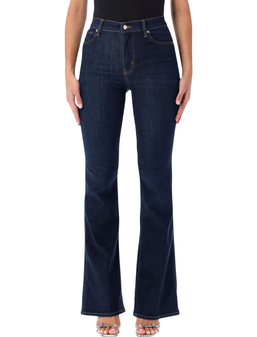 Dark Blue Flared High Rise Jeans 1