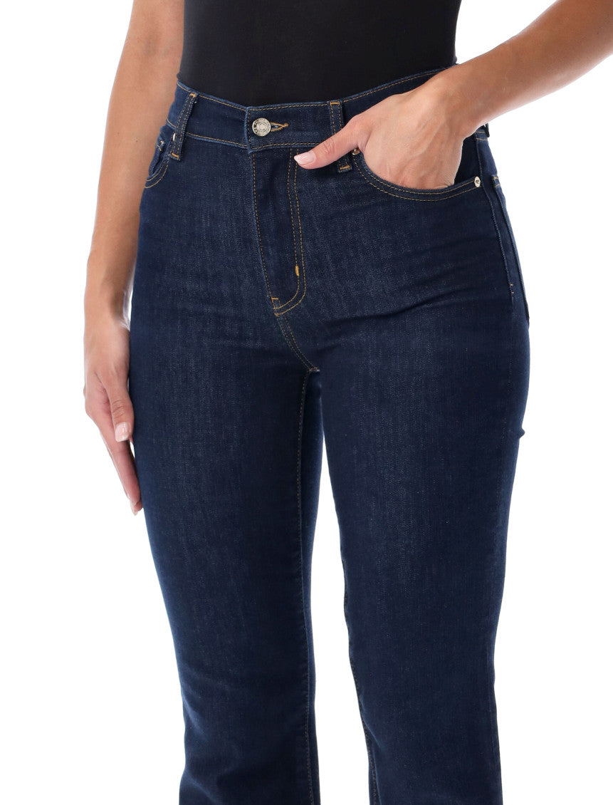 Dark Blue Flared High Rise Jeans 3