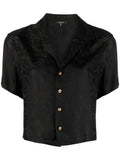 Black Floral Shirt Collar Top 1