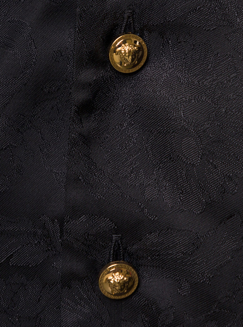 Black Floral Shirt Collar Top 3