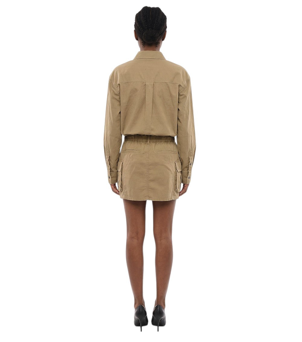 Beige Shirt Collar Mini Dress 2
